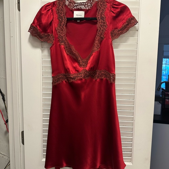 Reformation Silk Lace Trim Mini Dress - Picture 2 of 4